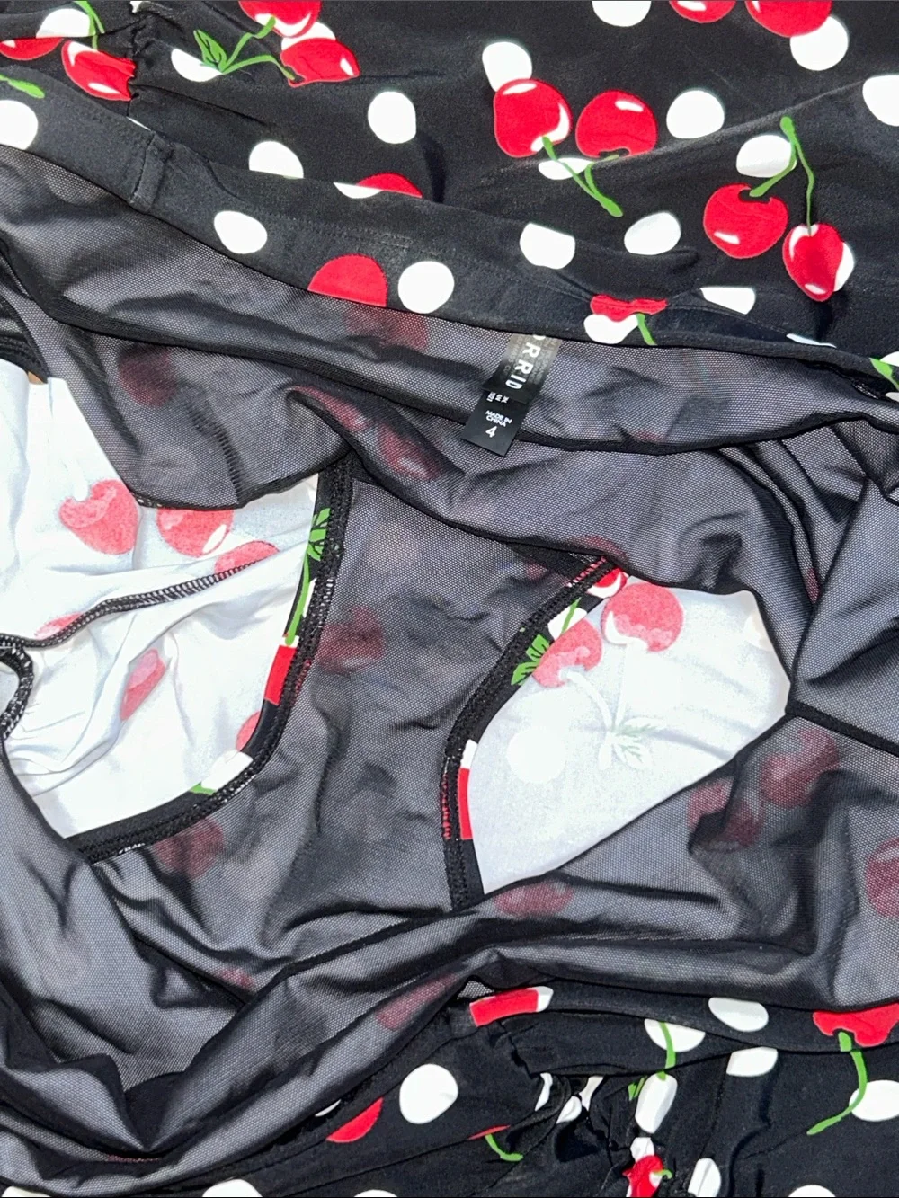 Size 4 Torrid Swim skirt cherry polka dot print
